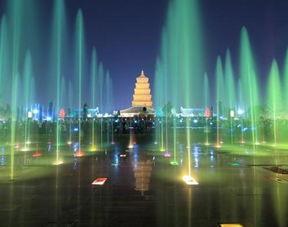西安大雁塔喷泉视频,璀璨光影下的西安夜景观